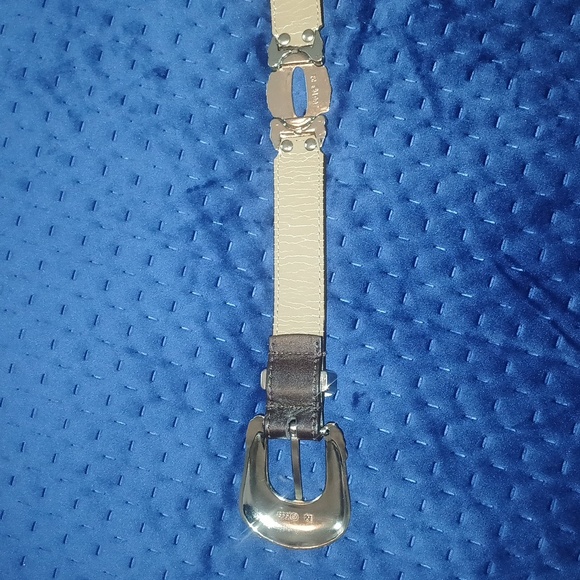 Vintage Genuine Leather Silver And Dark Brown Belt Western Size M Womens - Picture 5 of 10